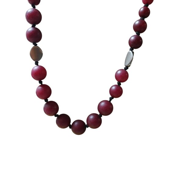 Jade Bead Necklace Dyed Silvertone Accent Adjustable Polyester Cord 25-36 Inches - Picture 8 of 16